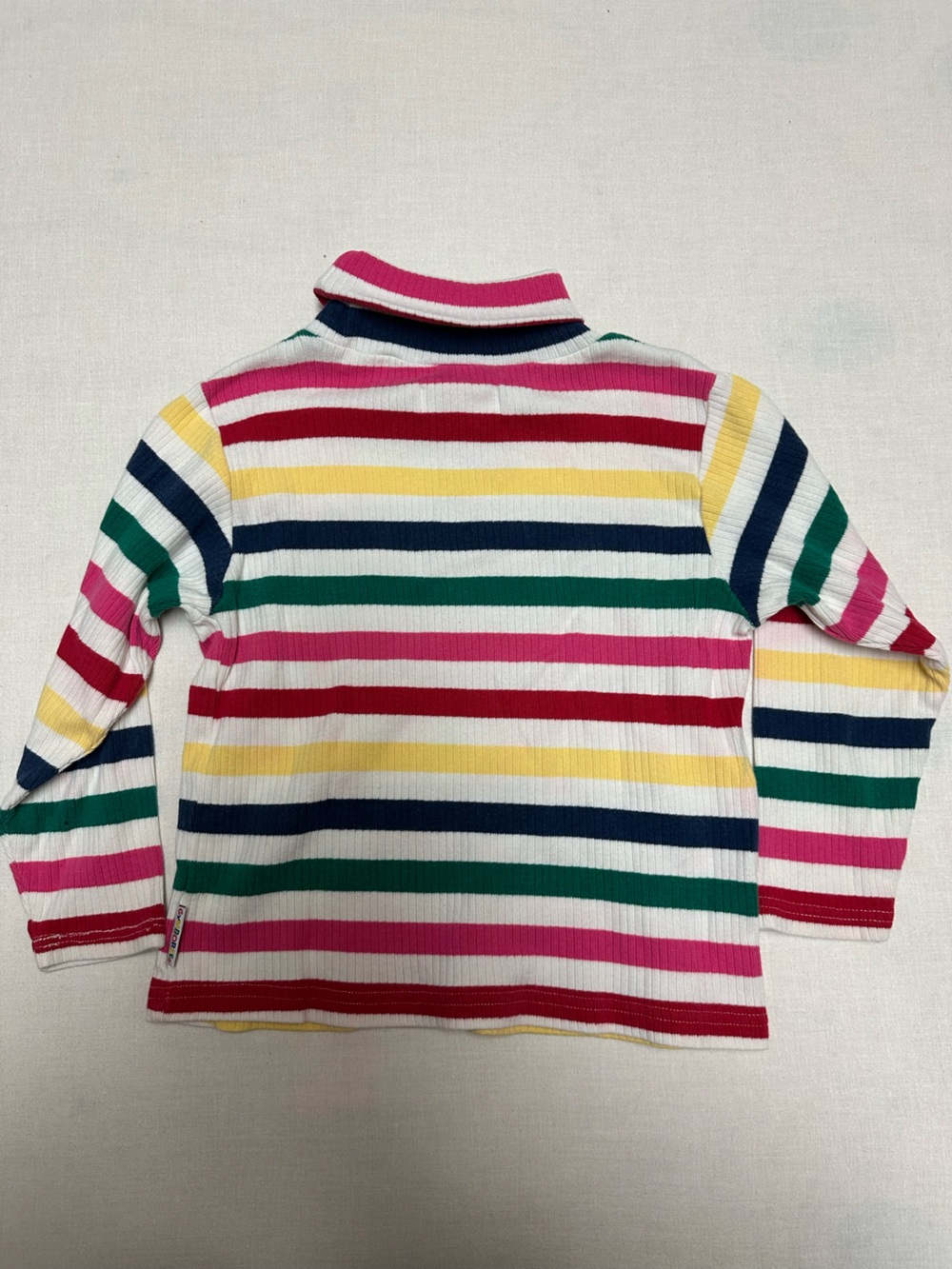 VTG 90s Gymboree Rainbow Stripe Ribbed Mock Neck Top Kids Size Large Flawed